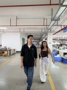 victoria is visiting factory production line